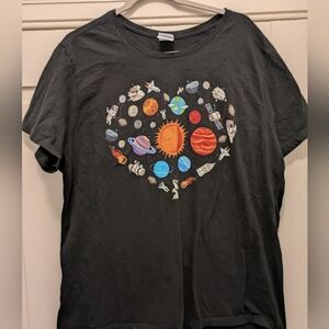 Port Co. Space Heart, Black Graphic T Shirt-XXL